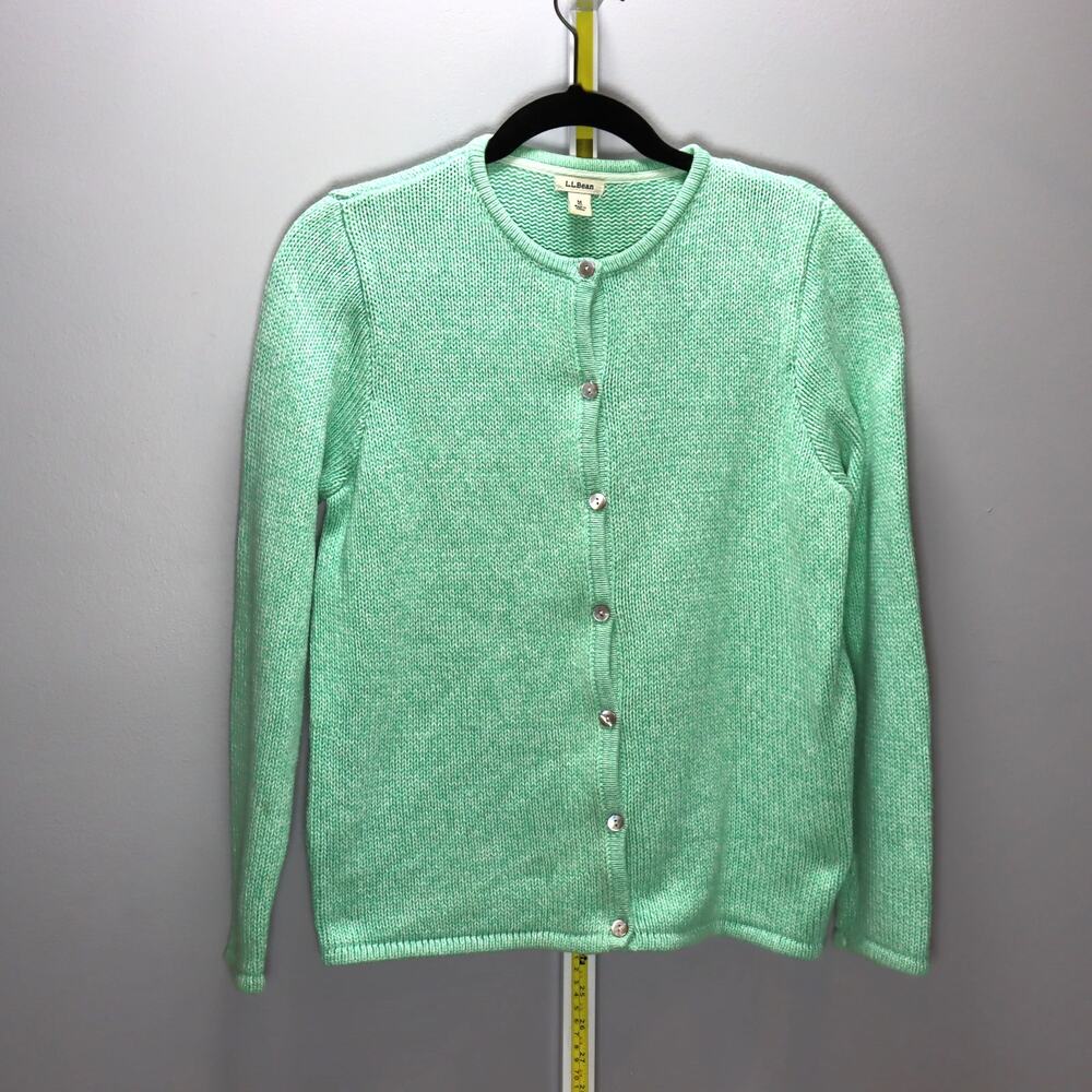 L.L.Bean Mint Green Cotton Knit‎ Cardigan Sweater Women’s M